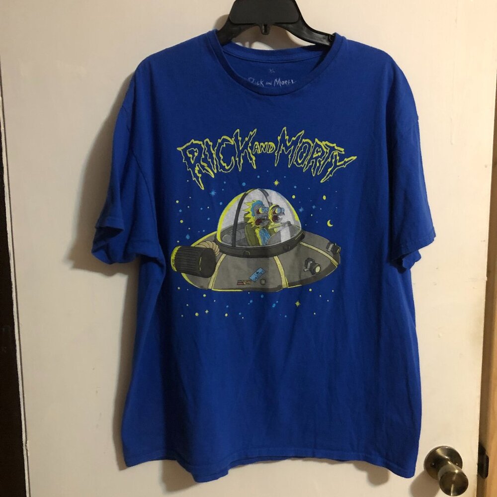 Adult Swim Rick and Morty Graphic Blue T-shirt, Size XL